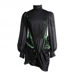 Black mini dress with transparent sleeves
