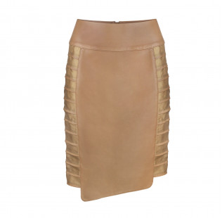 Jupe en cuir beige small - 1