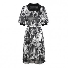 Floral silk satin dress