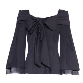 Bow silk cotton blouse 