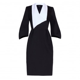Business dress with a white shawl collar